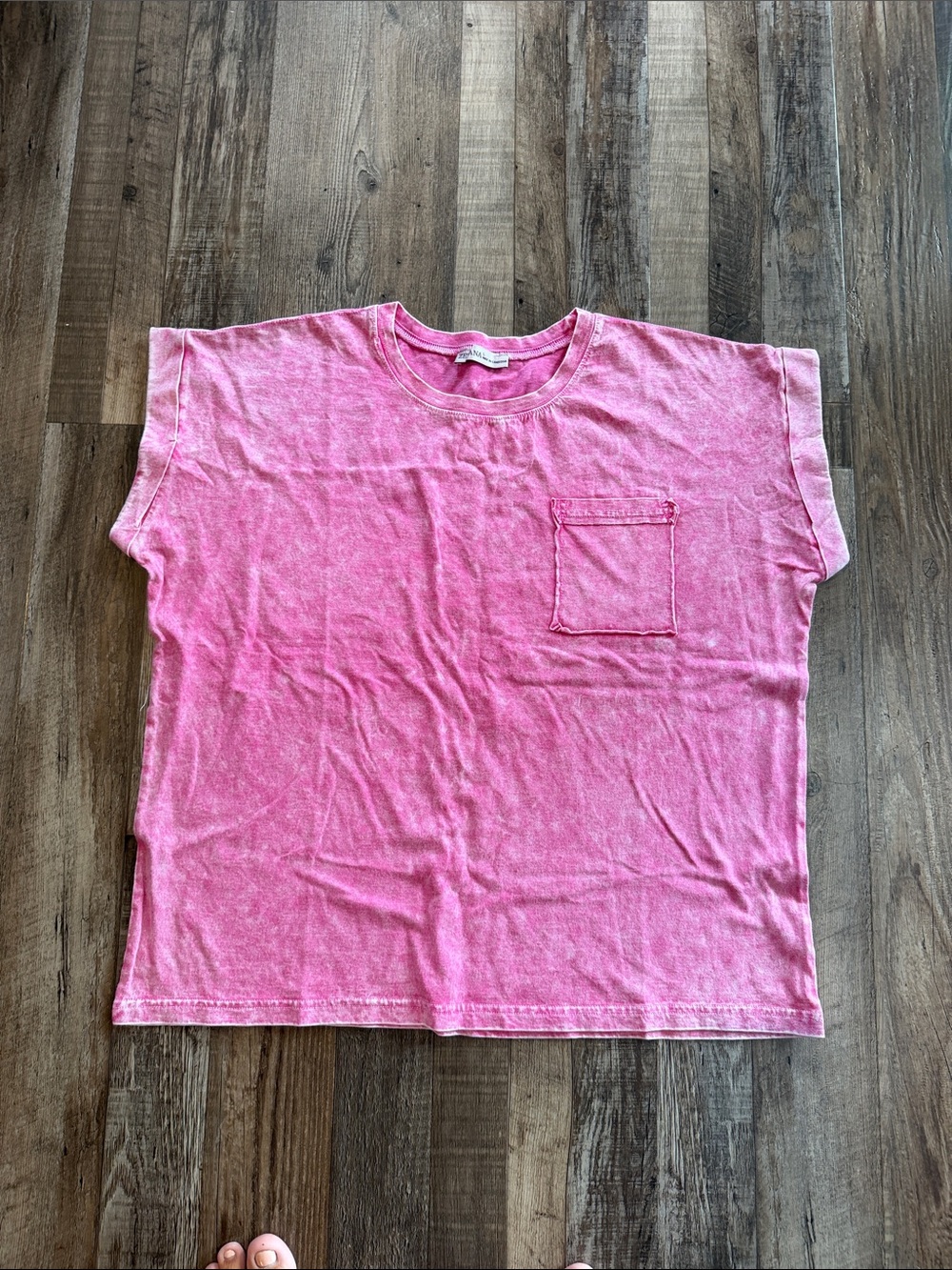 NWOT Zenana  Womens Pink Short Sleeve Pocket Tee Sz lg